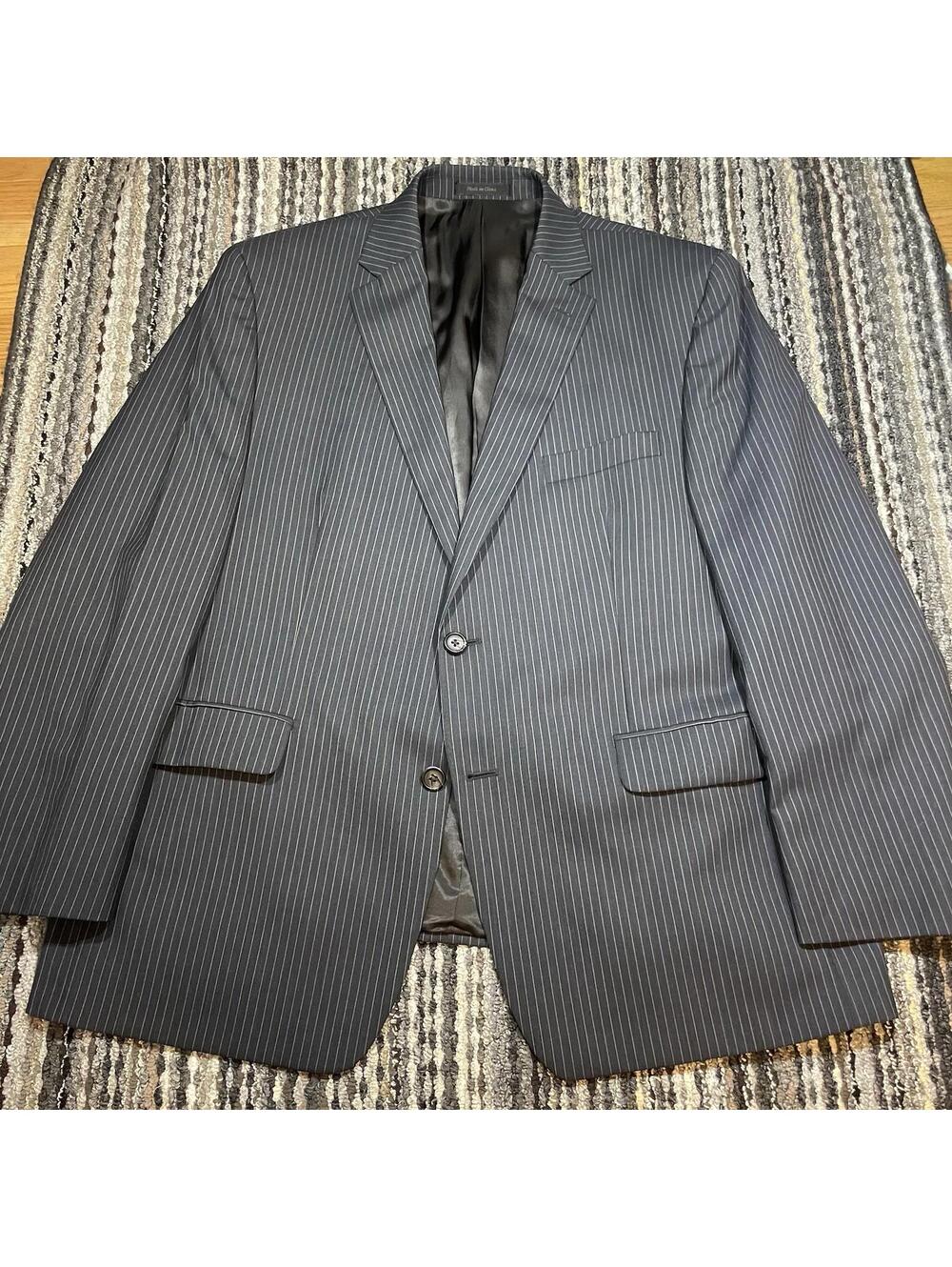 LRL Lauren Ralph Lauren Blazer Jacket Black Stripe 100% Wool Men’s Size 44S